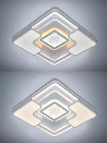Люстра потолочная с пультом LED LAMPS 81086 Natali Kovaltseva белая на 1 лампу, основание белое в стиле хай-тек с пультом квадраты фото 7